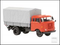 Hädl 121047-11 - TT - IFA W50L, Speditionskabine mit Holzpritsche, Plane, Ladebordwand - Verkehrsrot